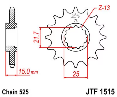 Ritzel 14Z  |  525 Feinverz. Innen Ø 21,6/25