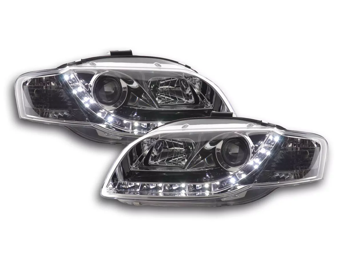 Scheinwerfer Set Daylight LED TFL-Optik Audi A4 Typ 8E Bj. 05-07 chrom