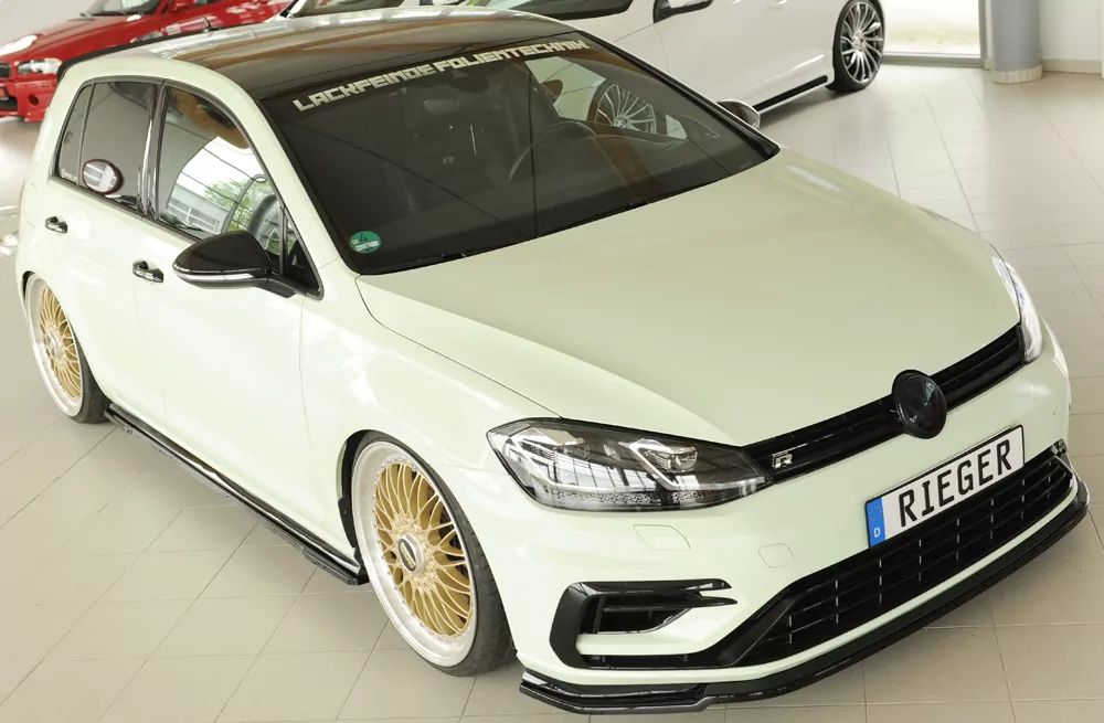 Rieger Seitenschweller rechts ansatz (ca. 19mm) glanz schwarz für VW Golf 7 R-Line 5-tür. 02.17- (ab Facelift)