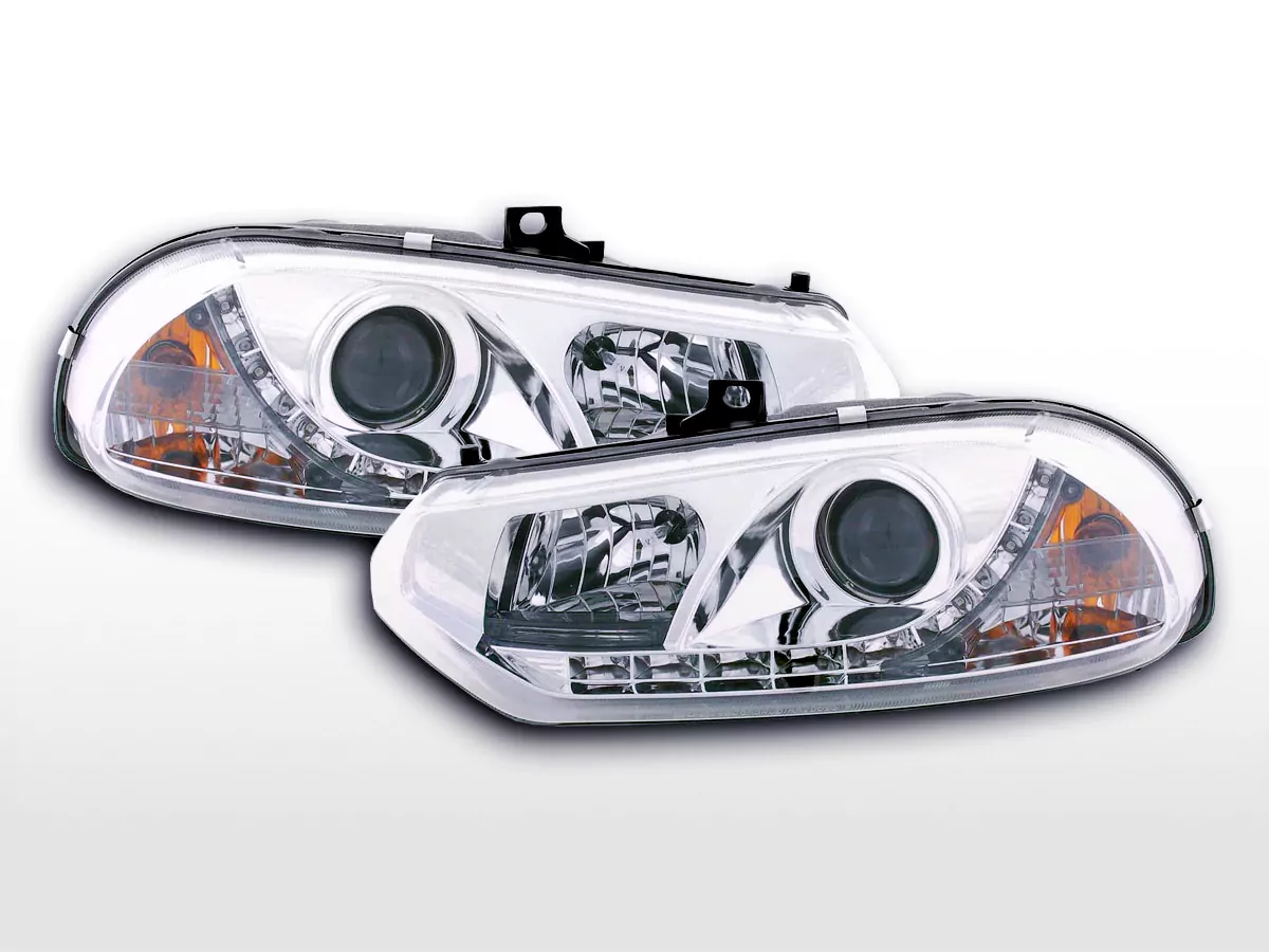Scheinwerfer Set Daylight LED TFL-Optik Alfa Romeo 156 Typ 932 Bj. 98-02 chrom