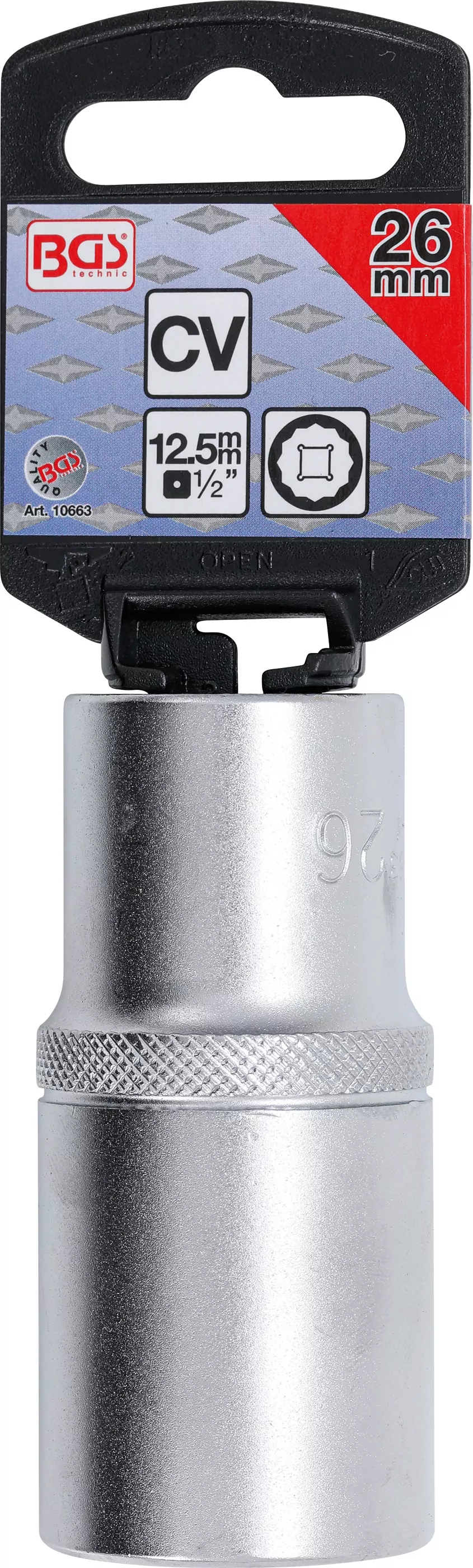 Steckschlüssel-Einsatz Zwölfkant, tief | Antrieb Innenvierkant 12,5 mm (1/2") | SW 26 mm