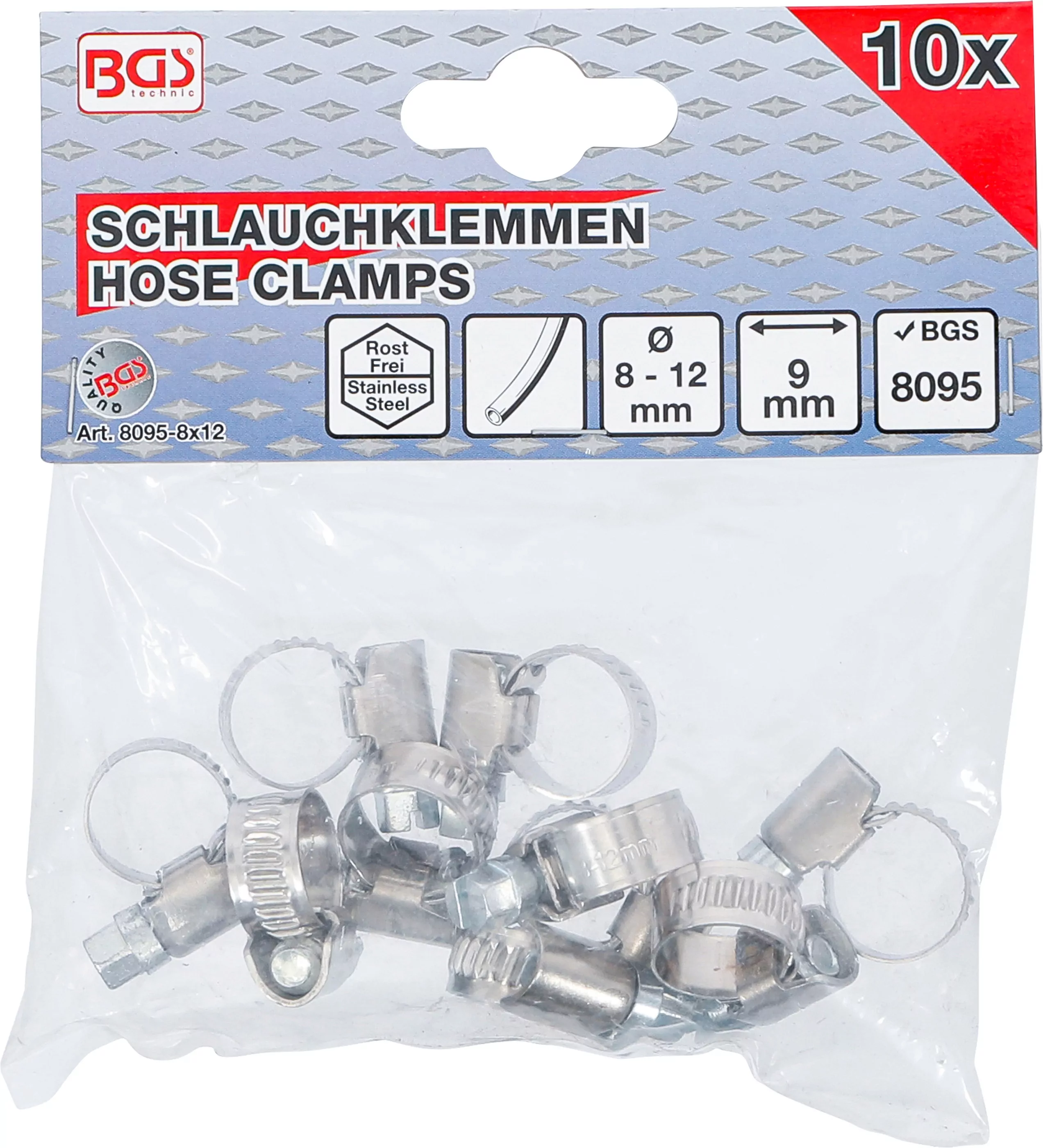 Schlauchklemmen | rostfrei | 8 x 12 mm | 10-tlg.