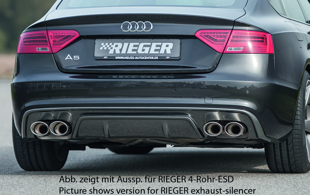 Rieger Heckeinsatz für Audi A5 (B8/B81) - Sportback 10.11-06.16 (ab Facelift) carbon optik