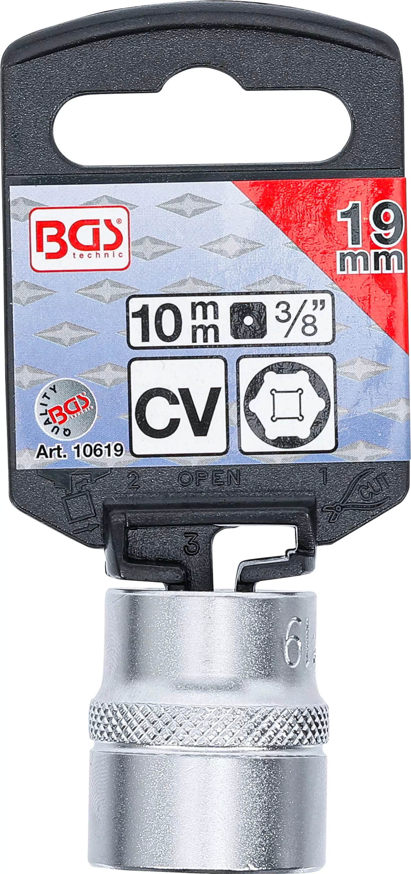 Steckschlüssel-Einsatz Sechskant | Antrieb Innenvierkant 10 mm (3/8") | SW 19 mm