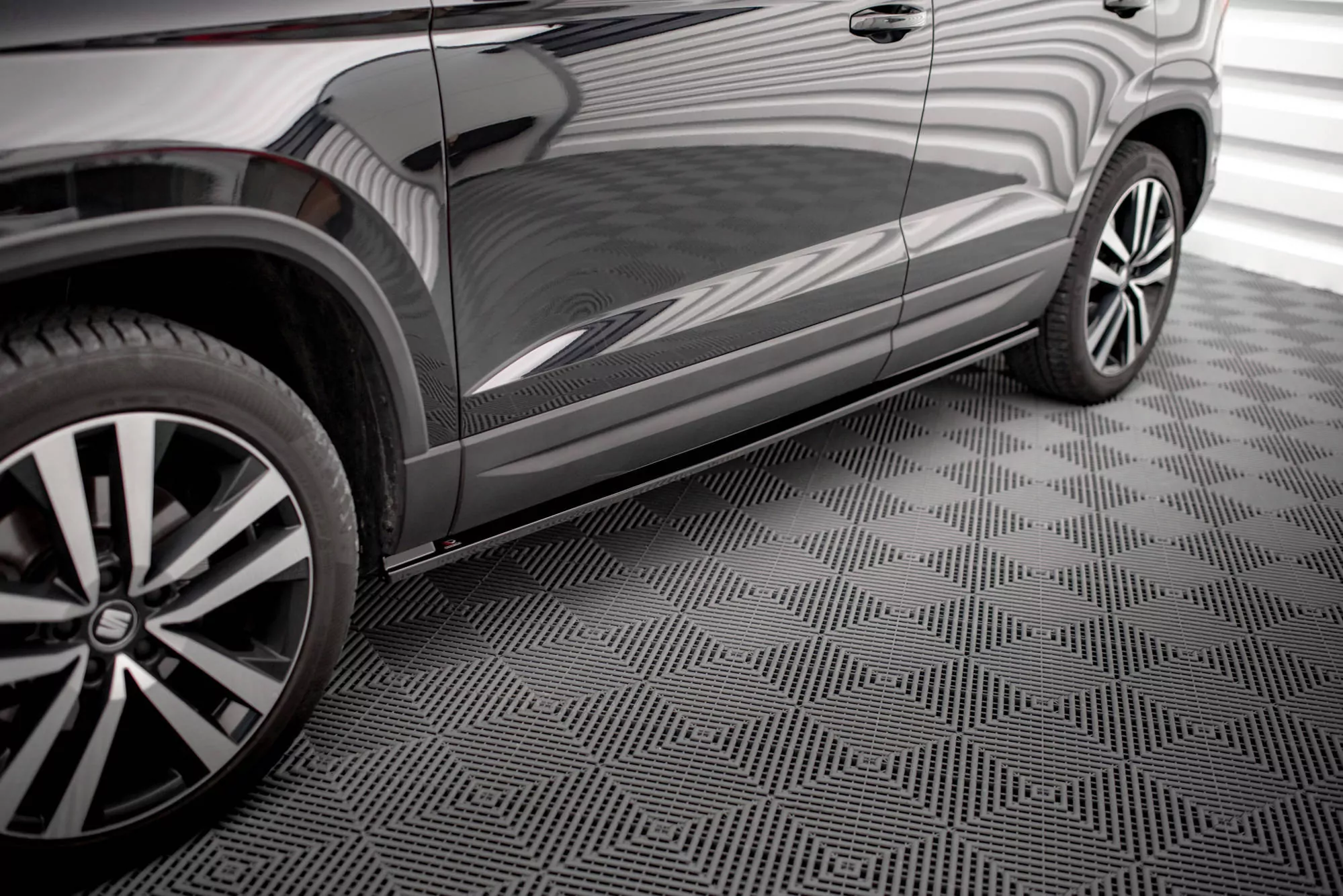 Seitenschweller Ansatz Für Seat Ateca Mk1 Schwarz Hochglanz