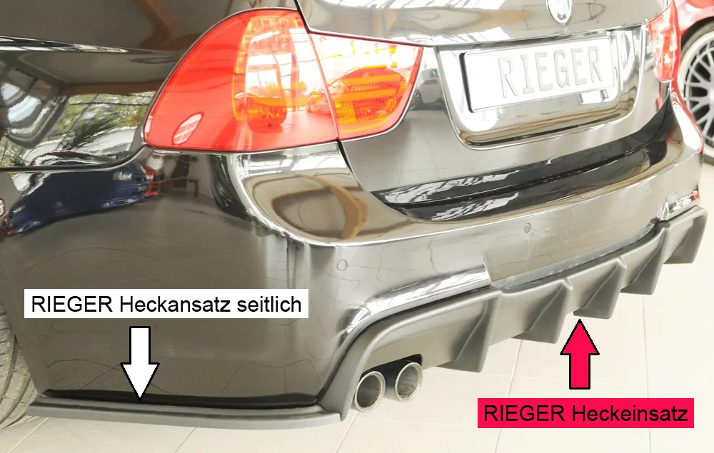 Rieger Heckeinsatz matt schwarz für BMW 3er E91 Touring 09.08- (ab Facelift) LCI