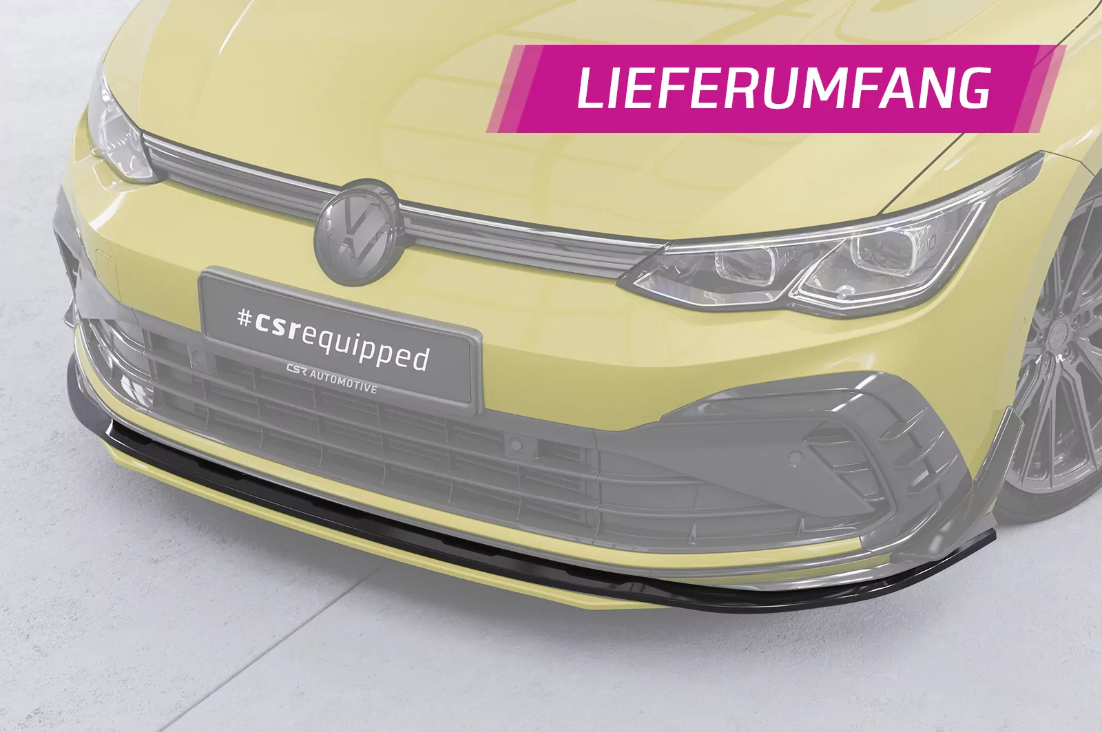 Cup-Spoilerlippe mit ABE für VW Golf 8 GTI, GTD, GTE, R-Line CSL429 Strukturiert (schwarz matt)