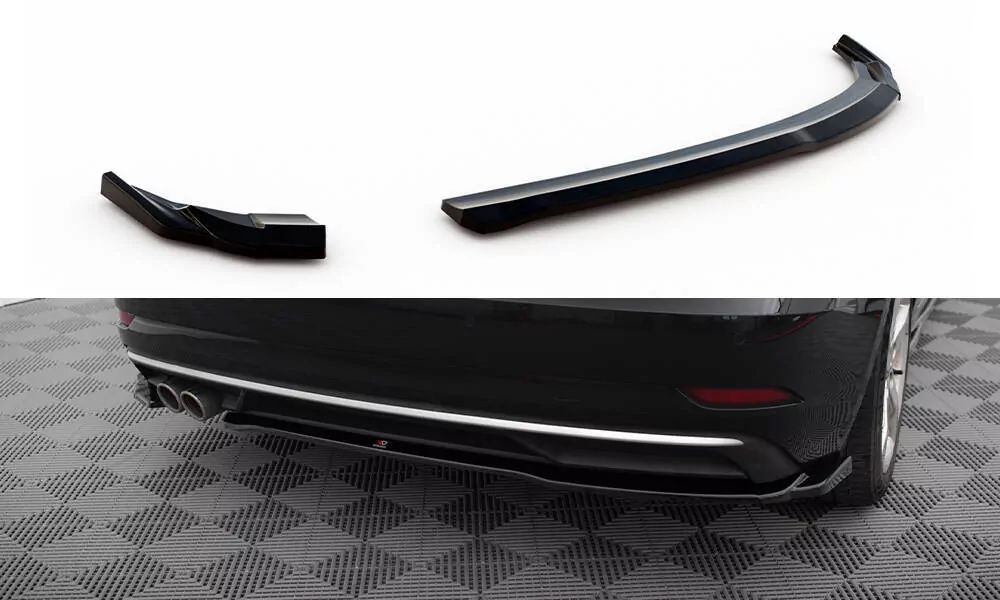 Heck Ansatz Flaps Diffusor Für Audi A3 Sportback 8V Facelift Schwarz Hochglanz