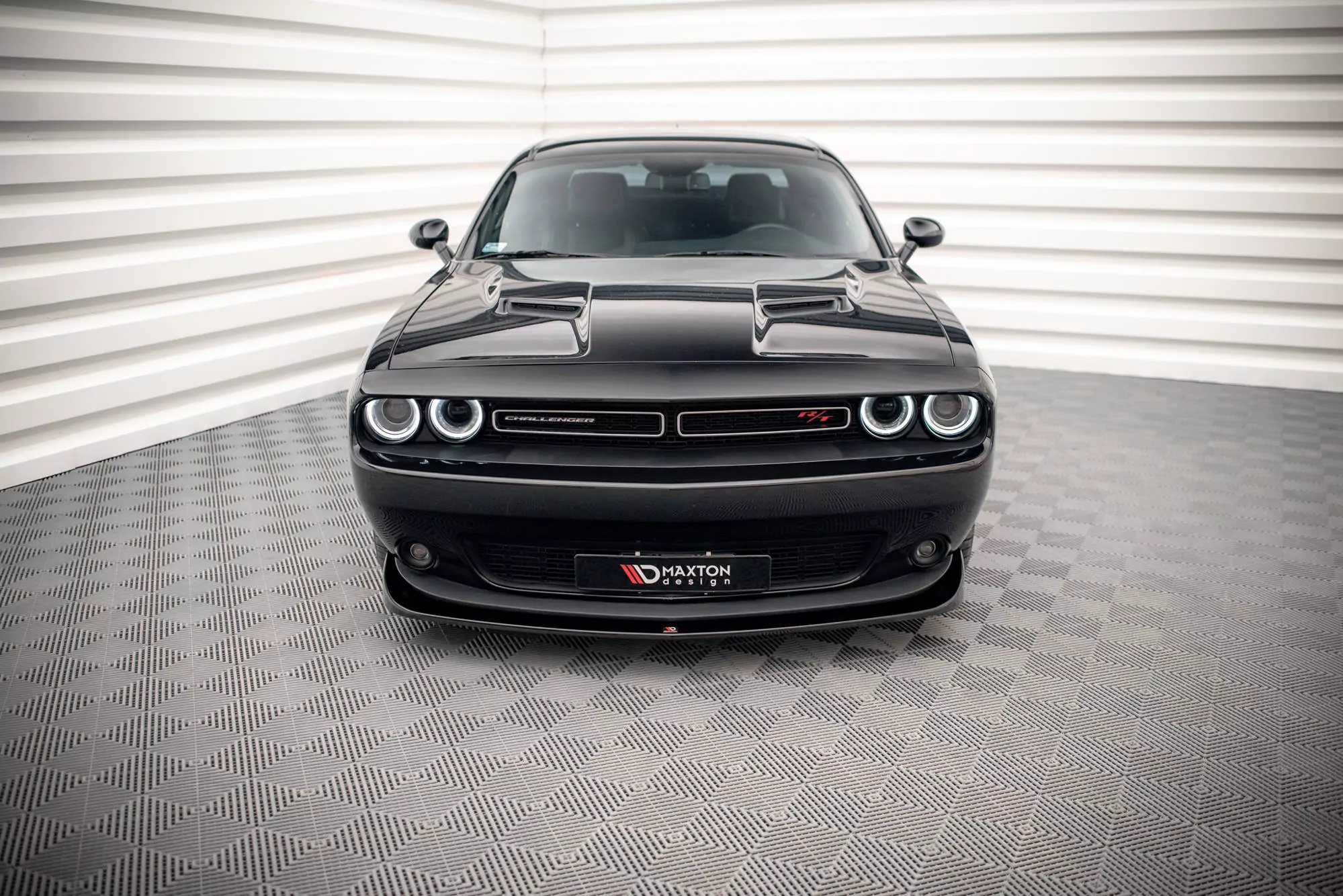 Front Ansatz Für Dodge Challenger RT Mk3 Facelift Schwarz Hochglanz
