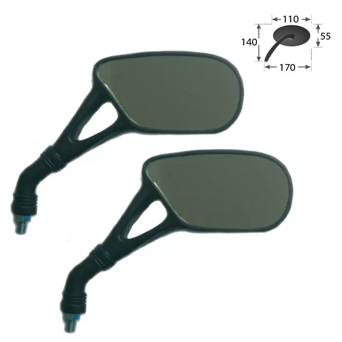 Mini-spiegel | Aero | Schwarz | M8-r+m8-l | Paar | *** Passend Für Viele Scooter Modelle ***