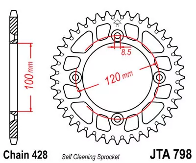 Kettenrad ALU 47Z  |  428 SI Innen Ø 100 Lochkreis 120