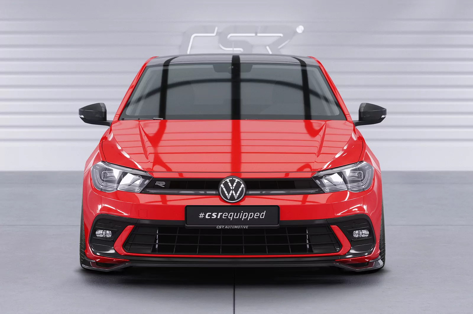 Cup-Spoilerlippe mit ABE für VW Polo 6 2G (Typ AW) GTI / R-Line CSL622 Schwarz Strukturiert