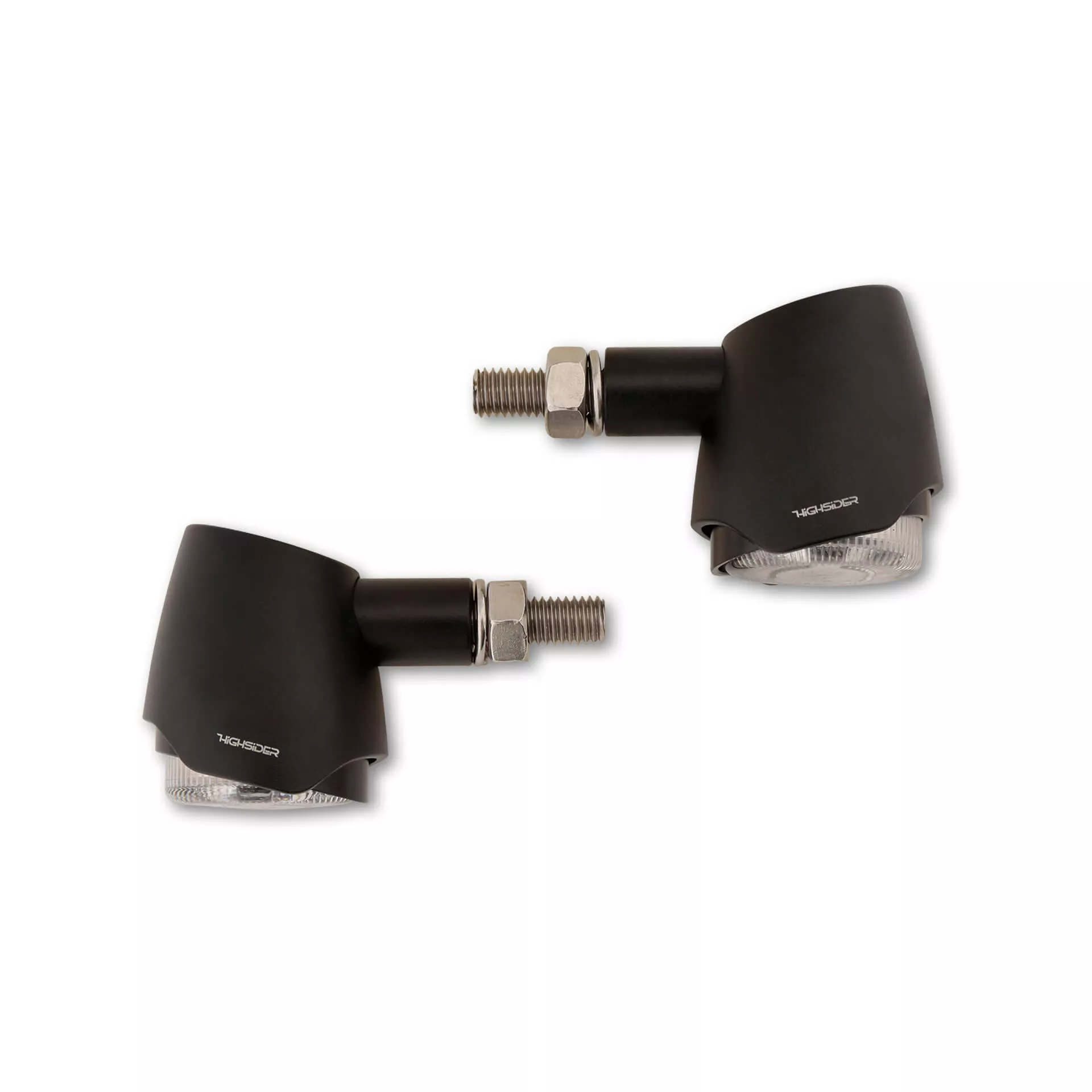 HIGHSIDER Pro Akron-X LED Mini Indicator Gehäuse  Schwarz / Linse Rauchgrau (Paar), Vorn & Hinten