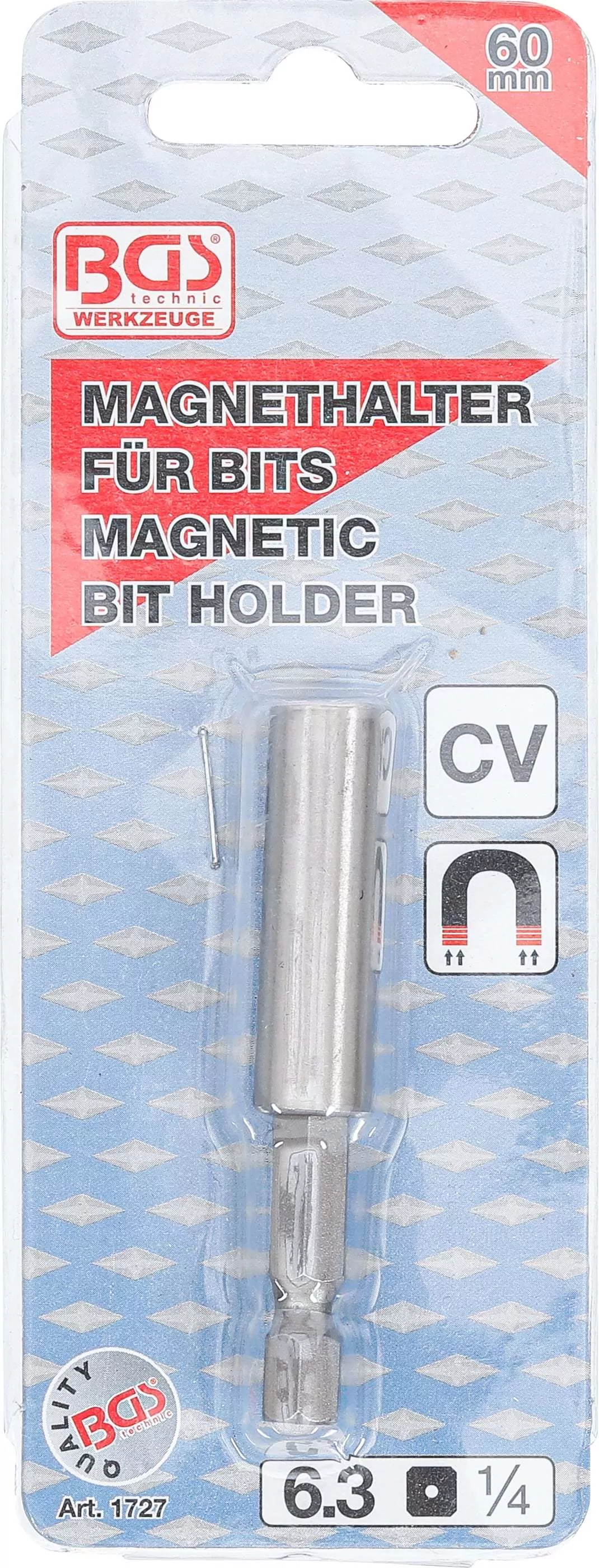 Magnetischer Bithalter, extra stark | Abtrieb Außensechskant 6,3 mm (1/4") | 60 mm