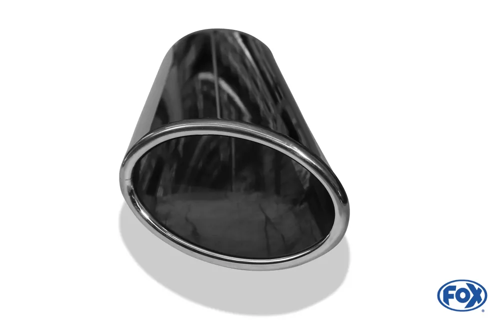 Anschweißendrohr Typ 38 - Links  106x71 mm / Länge: 300 mm - oval  - seitlich nach links abgeschrägt / eingerollt / ohne Absorber