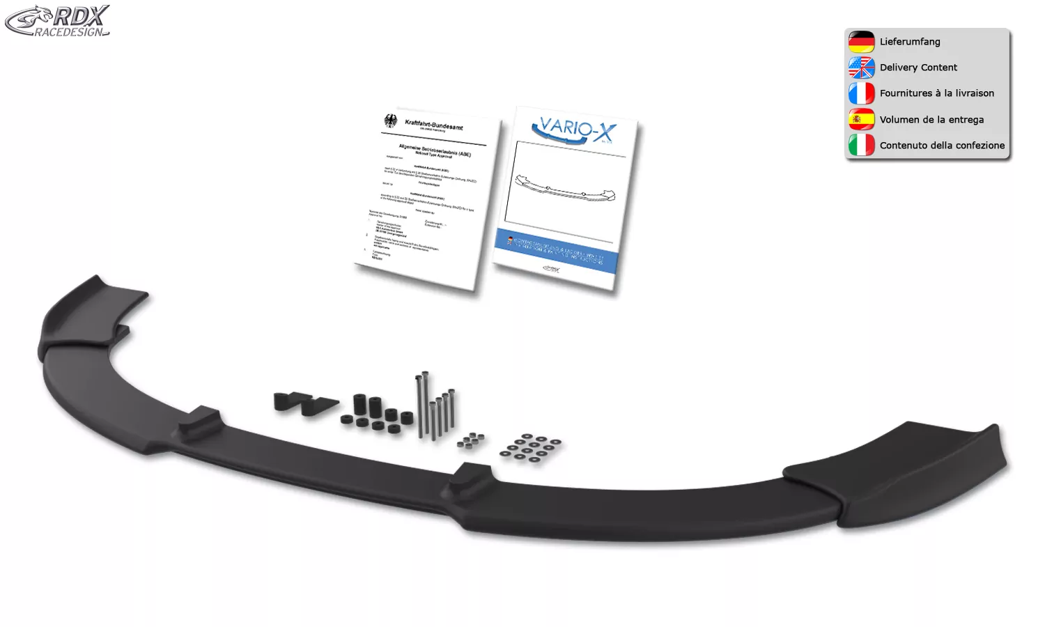 RDX Frontspoiler VARIO-X für SEAT Leon 1P -2009 für Fahrzeuge mit mit für SEAT Aerodynamik-Kit Frontlippe Front Ansatz Vorne Spoilerlippe