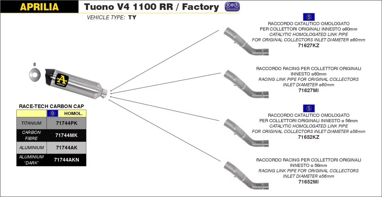 Arrow Race-Tech Aluminium Dark Aprilia RSV 4 Factory/V4R/V4 RF/Factory -16