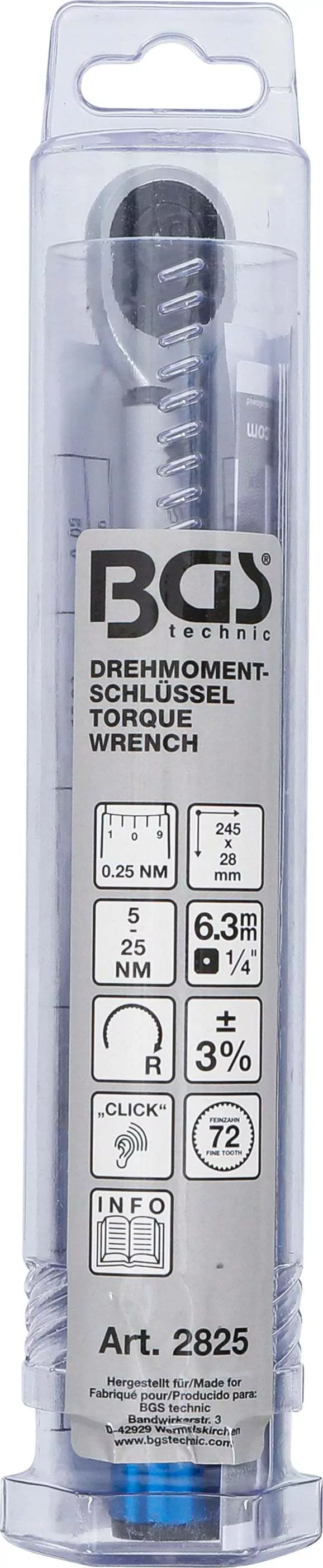 Drehmomentschlüssel | Abtrieb Außenvierkant 6,3 mm (1/4") | 5 - 25 Nm