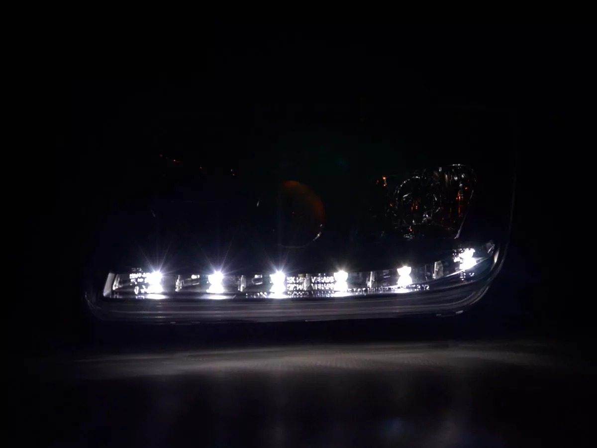 Scheinwerfer Set Daylight LED TFL-Optik VW Bora Typ 1J Bj. 99-04 schwarz