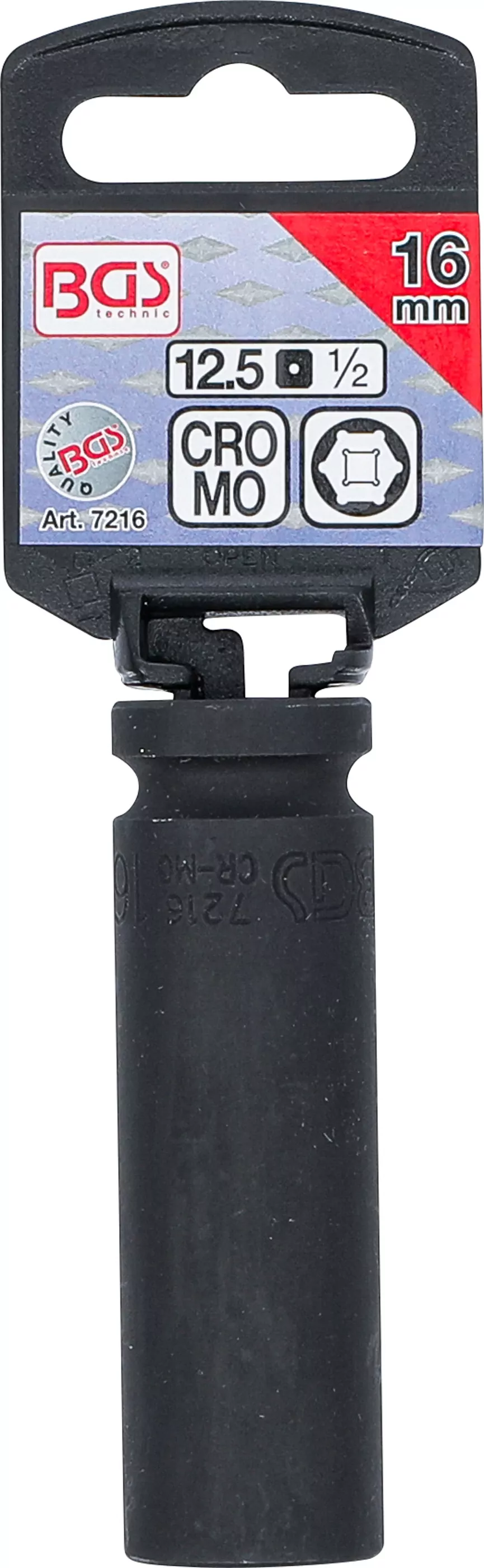 Kraft-Steckschlüssel-Einsatz Sechskant, tief | Antrieb Innenvierkant 12,5 mm (1/2") | SW 16 mm