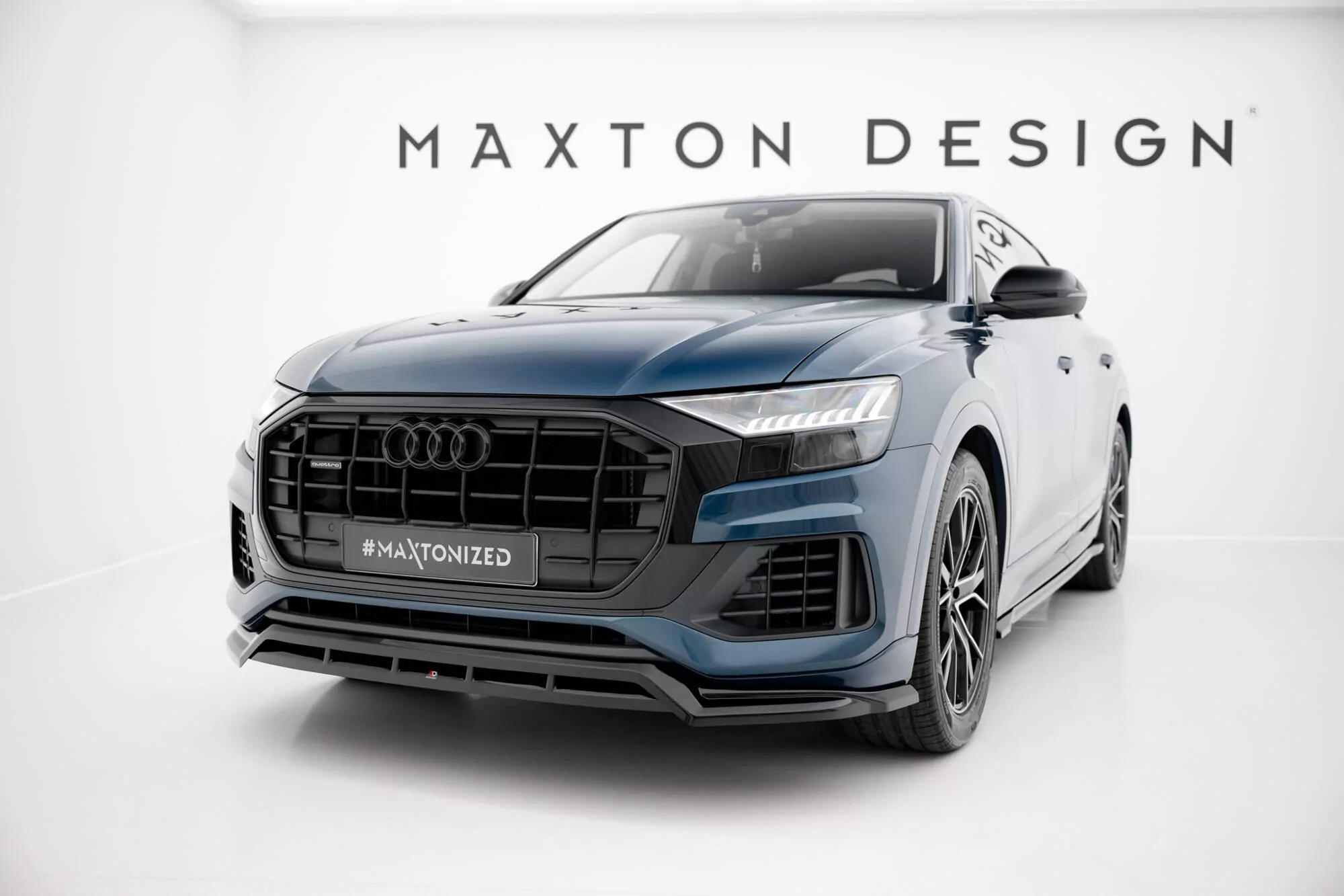 Front Ansatz Für Audi Q8 Mk1  Schwarz Hochglanz