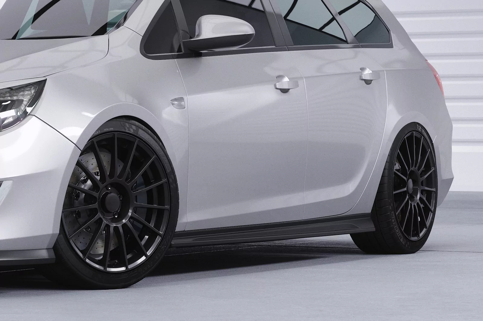 Seitenschweller für Opel Astra J Sports Tourer SS504 Schwarz Strukturiert