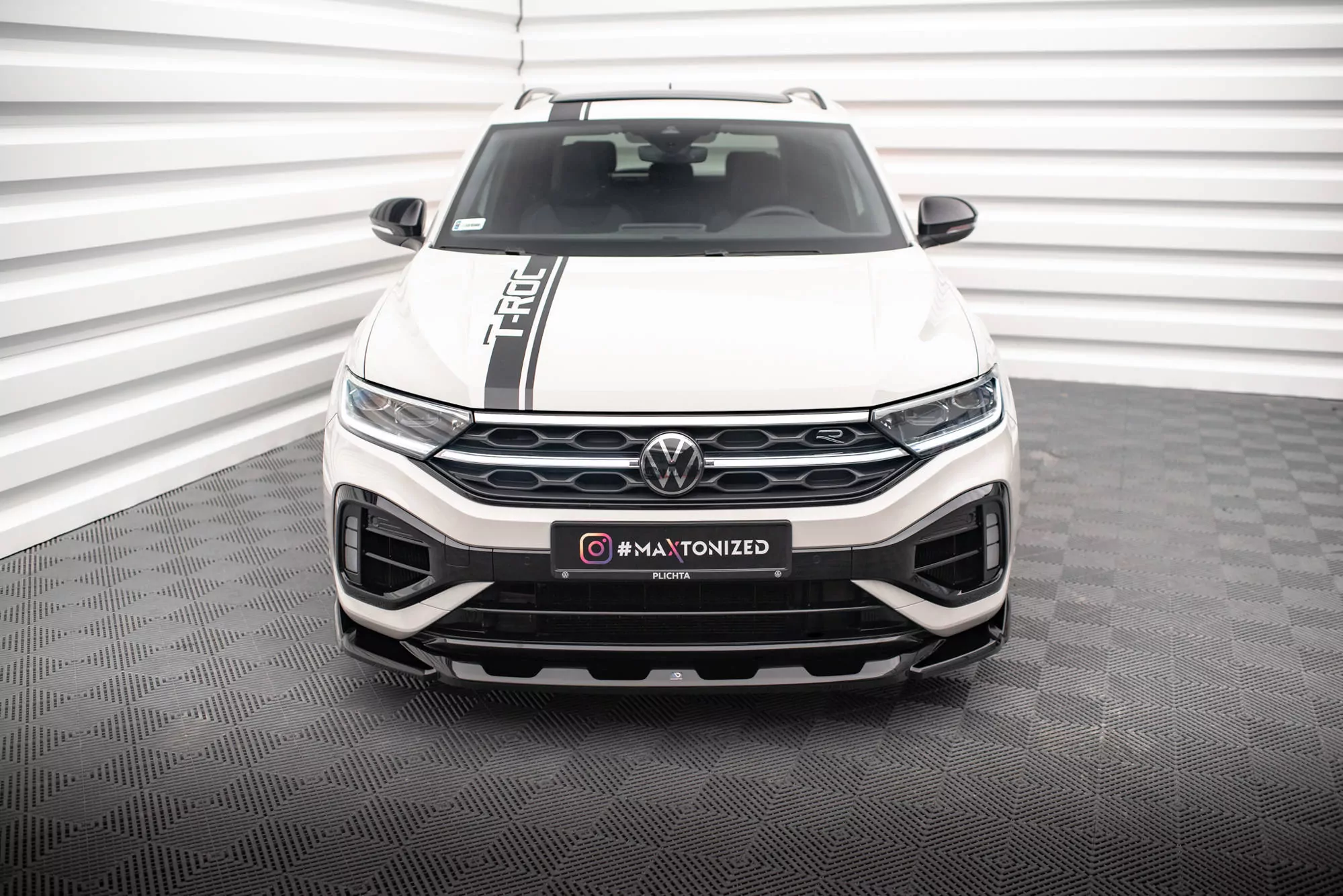 Front Ansatz V.2 Für Volkswagen T-Roc R / R-Line Mk1 Facelift Schwarz Hochglanz