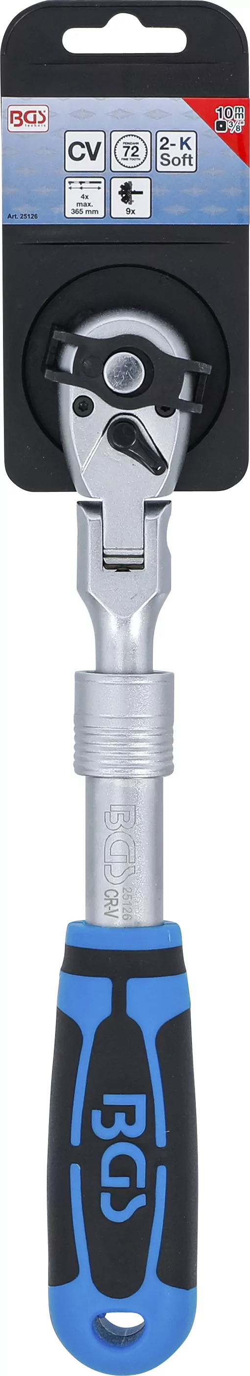 Umschaltknarre, ausziehbar, abwinkelbar | Abtrieb Außenvierkant 10 mm (3/8") | 260 - 365 mm