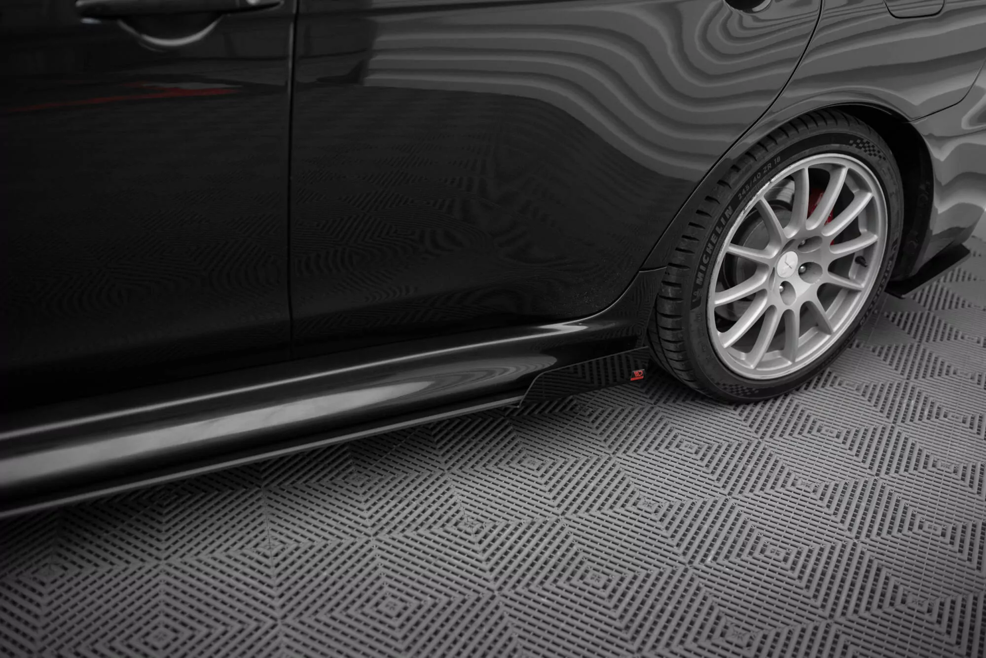 Street Pro Seitenschweller Ansatz Für + Flaps Mitsubishi Lancer EVO X Schwarz Hochglanz