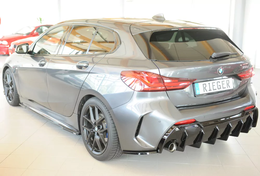 Rieger Heckschürzenansatz seitlich links matt schwarz für BMW 1er F40  (F1H) Schrägheck / 4-tür. 07.19-