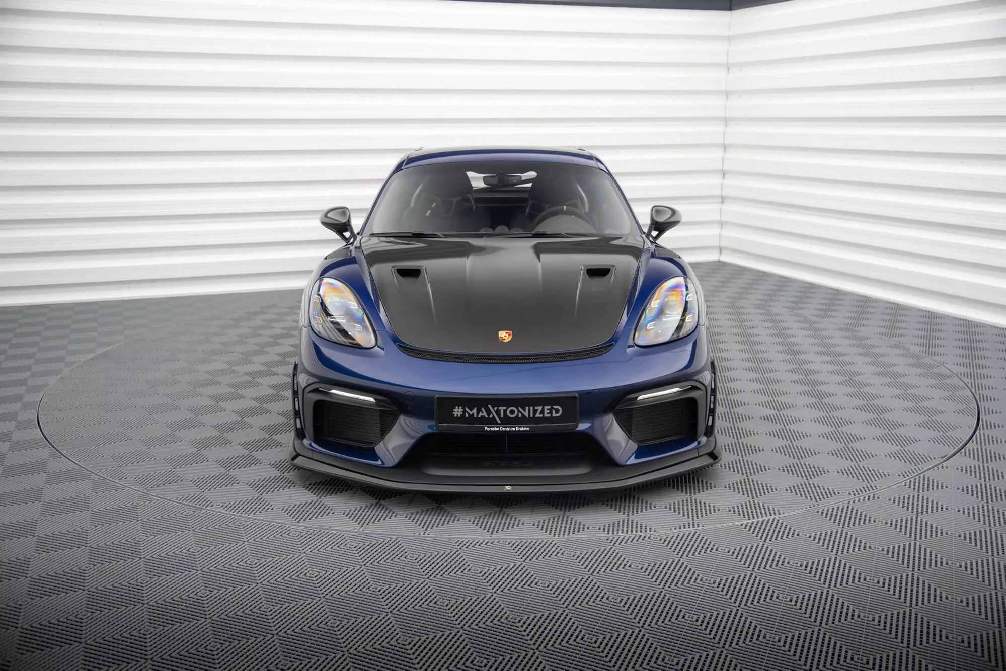 Front Ansatz Für Porsche 718 Cayman GT4 RS 982c Schwarz Hochglanz