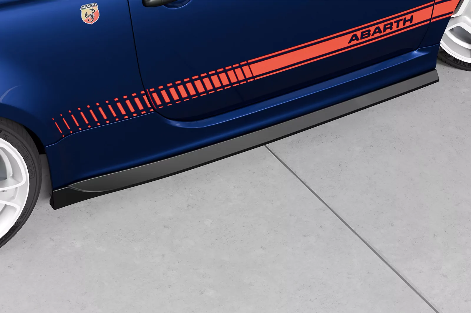 Seitenschweller für Fiat Abarth 595 SS475 Schwarz Strukturiert