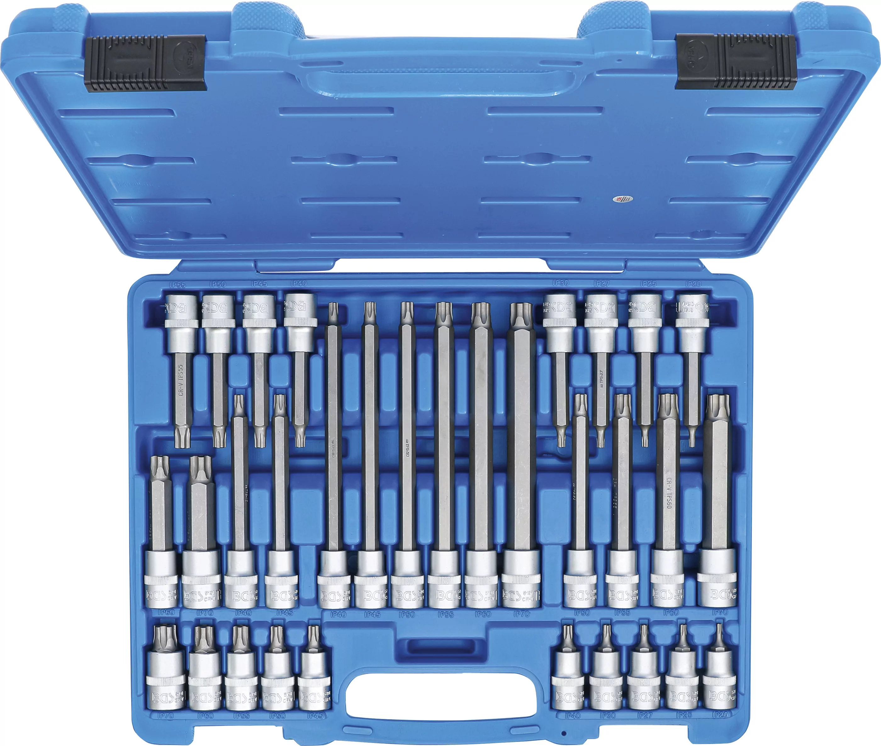 Bit-Einsatz-Satz | Antrieb Innenvierkant 12,5 mm (1/2") | TPS-Profil (für Torx Plus) mit Bohrung TPS20 - TPS70 | 32-tlg.