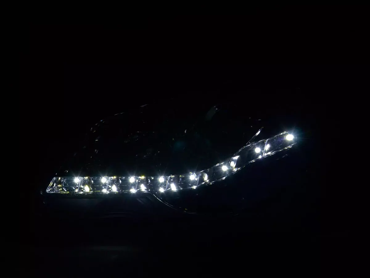 Scheinwerfer Set Daylight LED TFL-Optik VW Polo Typ 9N3  05-09 chrom