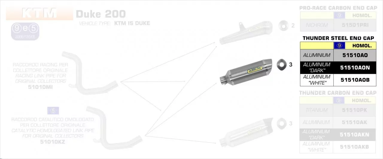 Arrow Thunder Aluminium KTM Duke 125 11-16/Duke 200 11-14