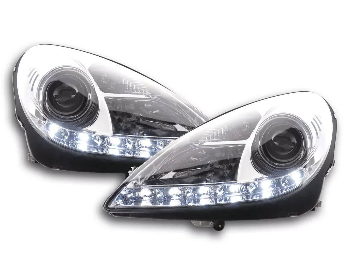 Scheinwerfer Set Xenon Daylight LED Tagfahrlicht Mercedes SLK R171 chrom