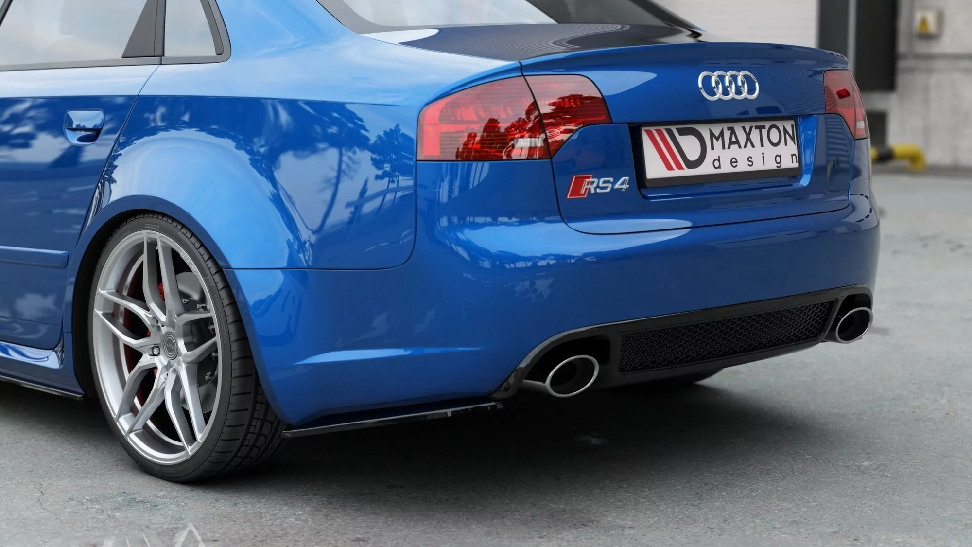 Heck Ansatz Flaps Diffusor Passend Für V.1 Audi RS4 Limousine B7 Schwarz Hochglanz
