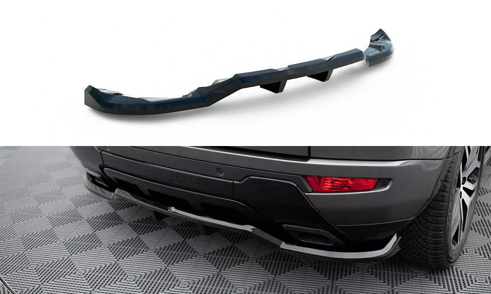 Hinten Splitter (mit Einem Vertikalem Balken) Land Rover Range Rover Evoque HSE Dynamic Mk1 Facelift Schwarz Hochglanz