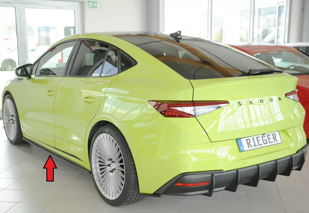 Rieger Seitenschweller links ansatz glanz schwarz für Skoda Enyaq iV RS (NY) SUV (5AZ) 07.21-