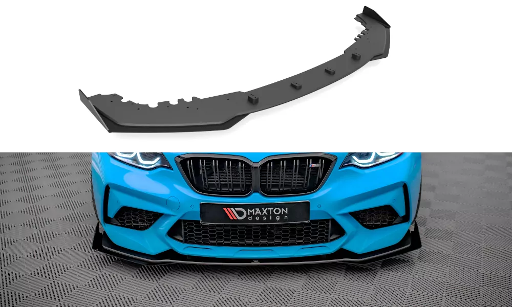Street Pro Front Ansatz Für +Flaps Für V.1 + Flaps BMW M2 Competition F87 Schwarz Hochglanz