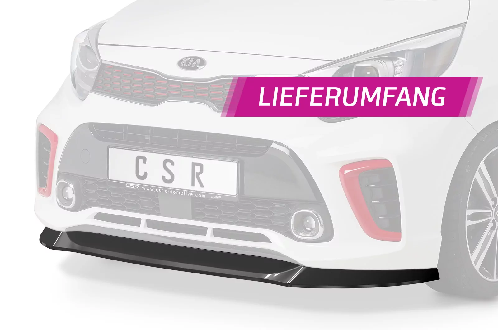 Cup-Spoilerlippe mit ABE für Kia Picanto (JA) CSL463 Strukturiert (schwarz matt)