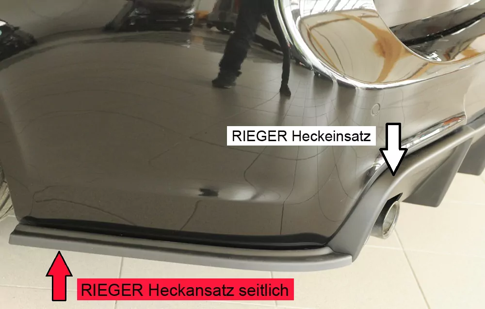 Rieger Heckschürzenansatz seitlich links matt schwarz für BMW 3er E91 Touring 09.08- (ab Facelift) LCI