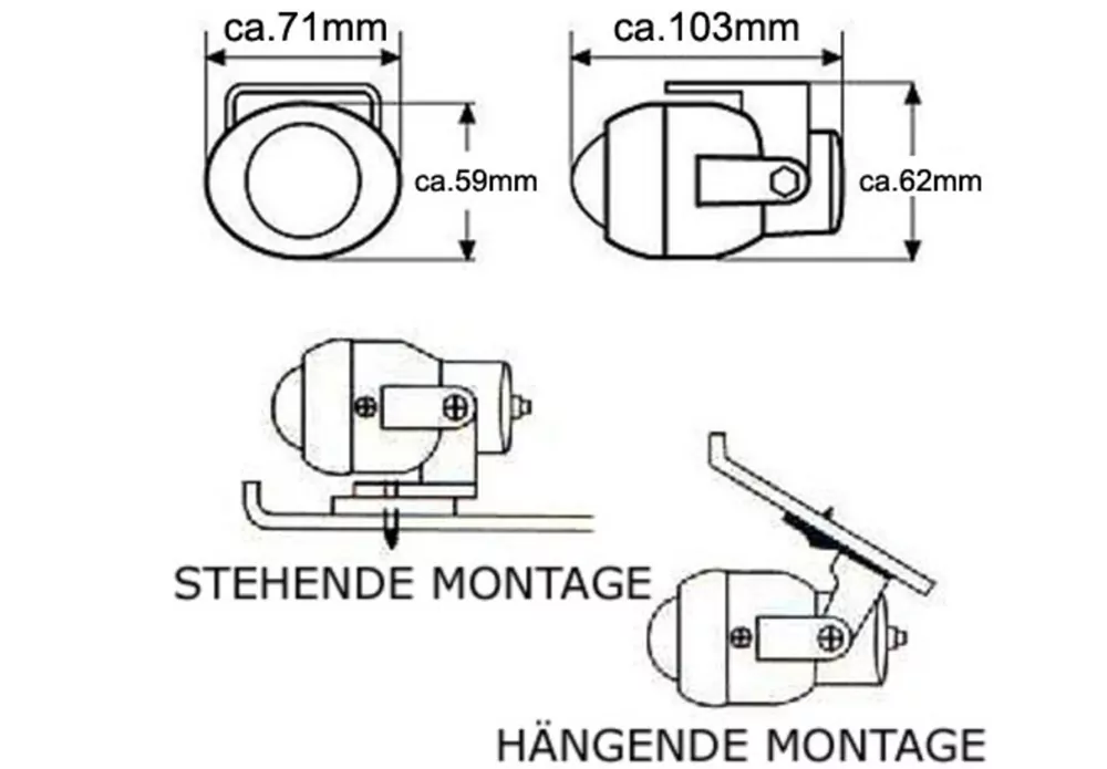 Nebelscheinwerfer runde Form für weißes Licht   (Gehäuse schwarz)