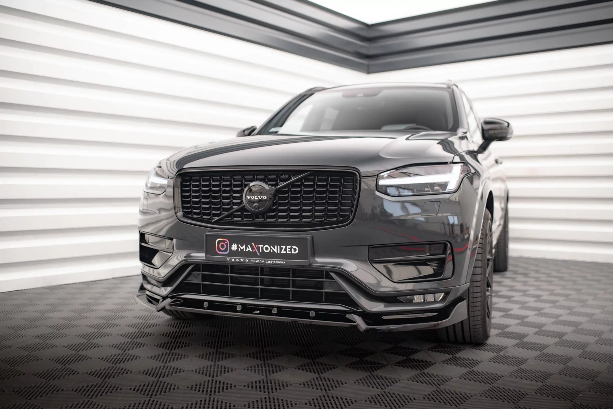 Front Ansatz V.2 Für Volvo XC90 R-Design Mk2 Facelift Schwarz Hochglanz