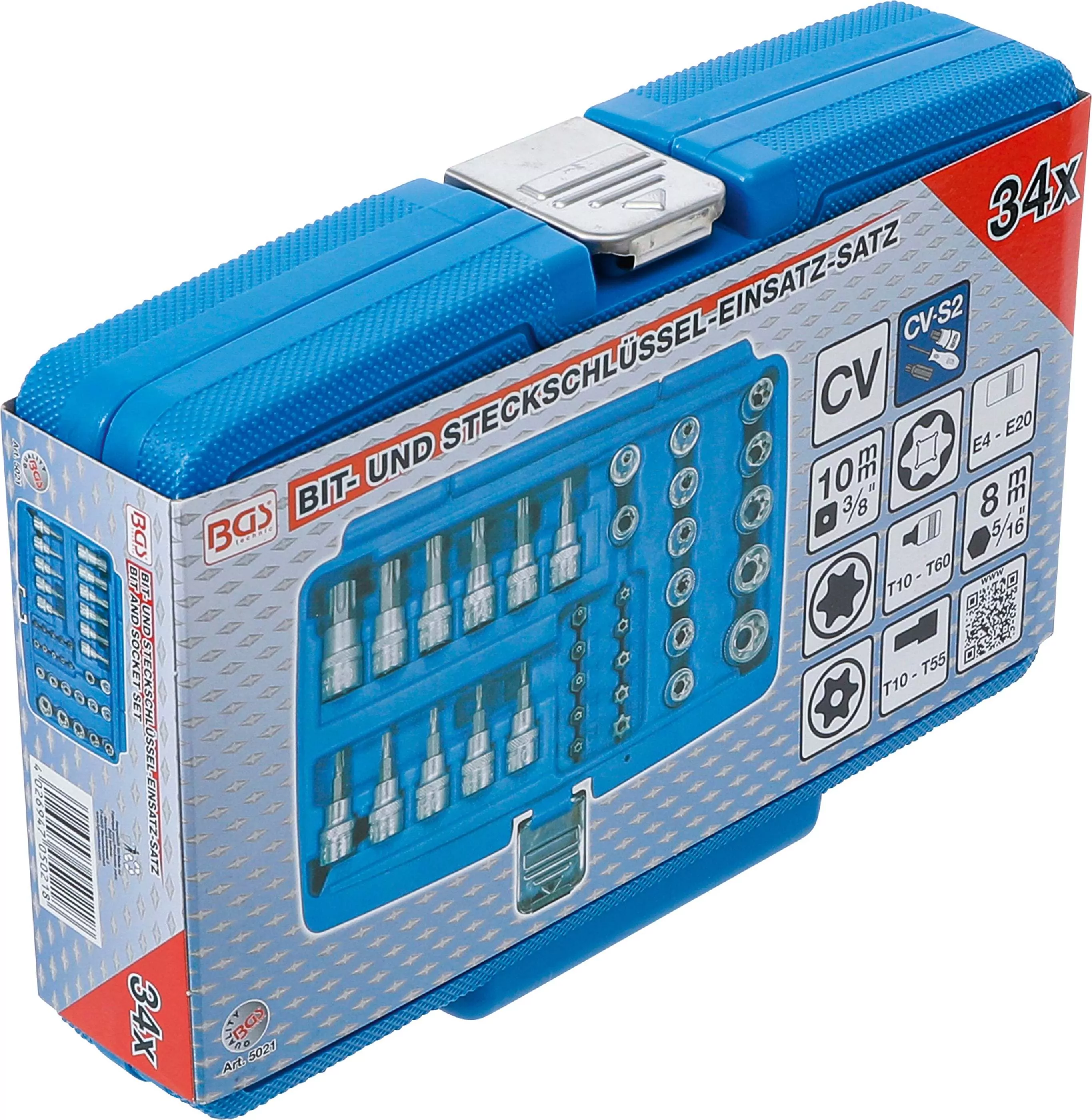 Bit- und Steckschlüsseleinsatz-Satz | 10 mm (3/8") | T-Profil (für Torx) | 34-tlg.