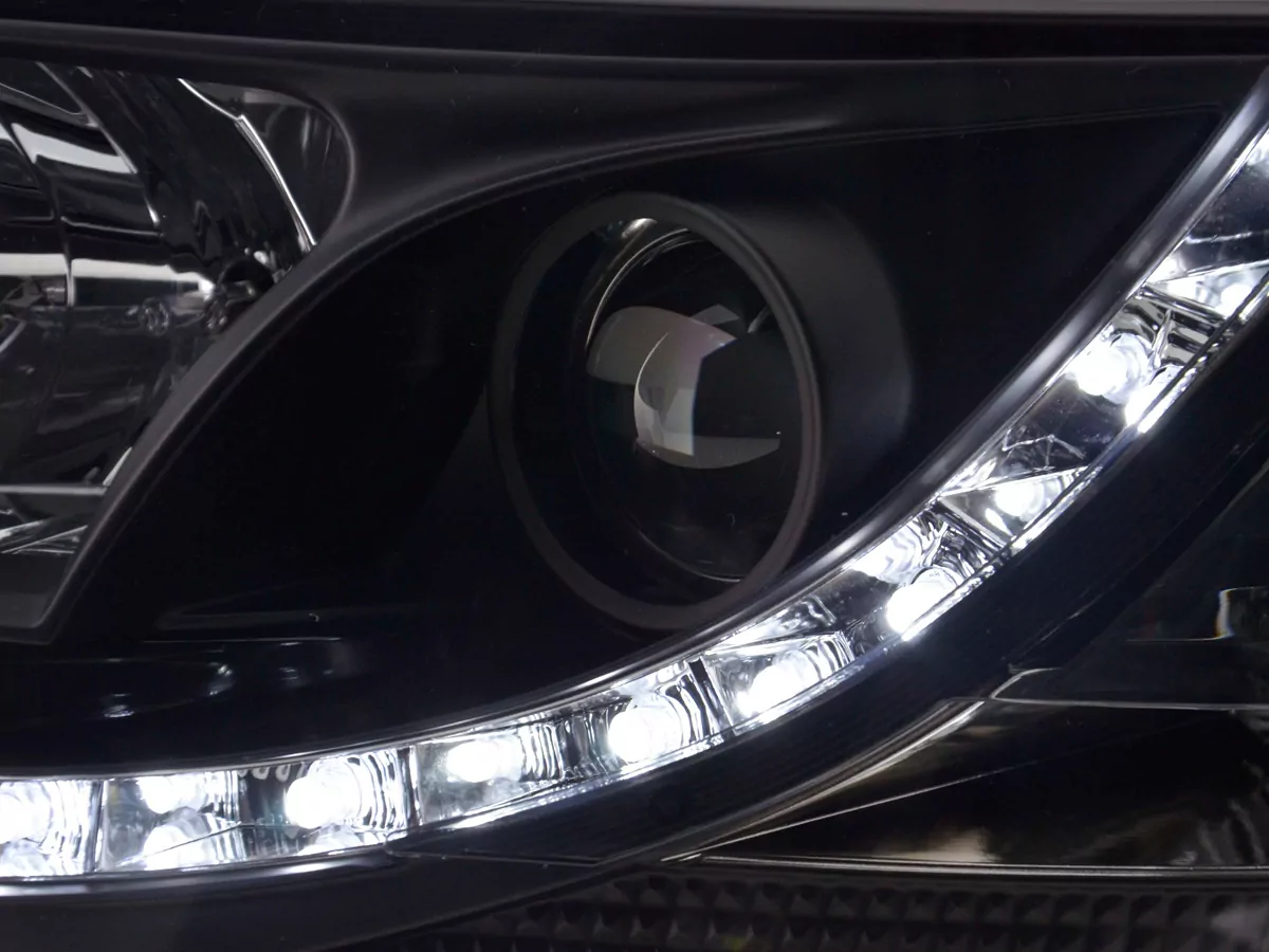 Scheinwerfer Set Daylight LED TFL-Optik VW Bus Typ T5 Bj. 03-09 schwarz