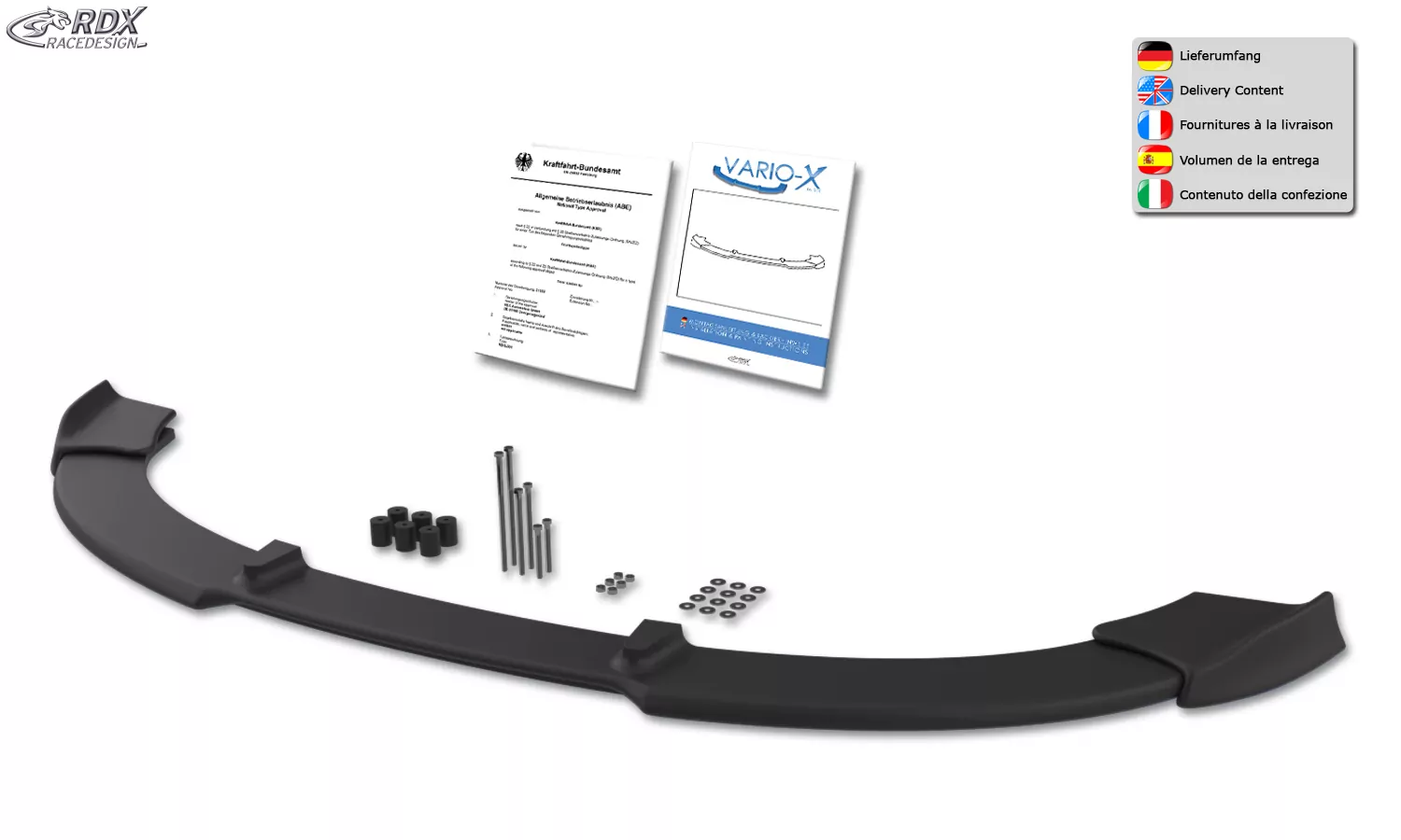 RDX Frontspoiler VARIO-X für KIA Ceed Typ ED 2009-2012 (auch SW) Frontlippe Front Ansatz Vorne Spoilerlippe