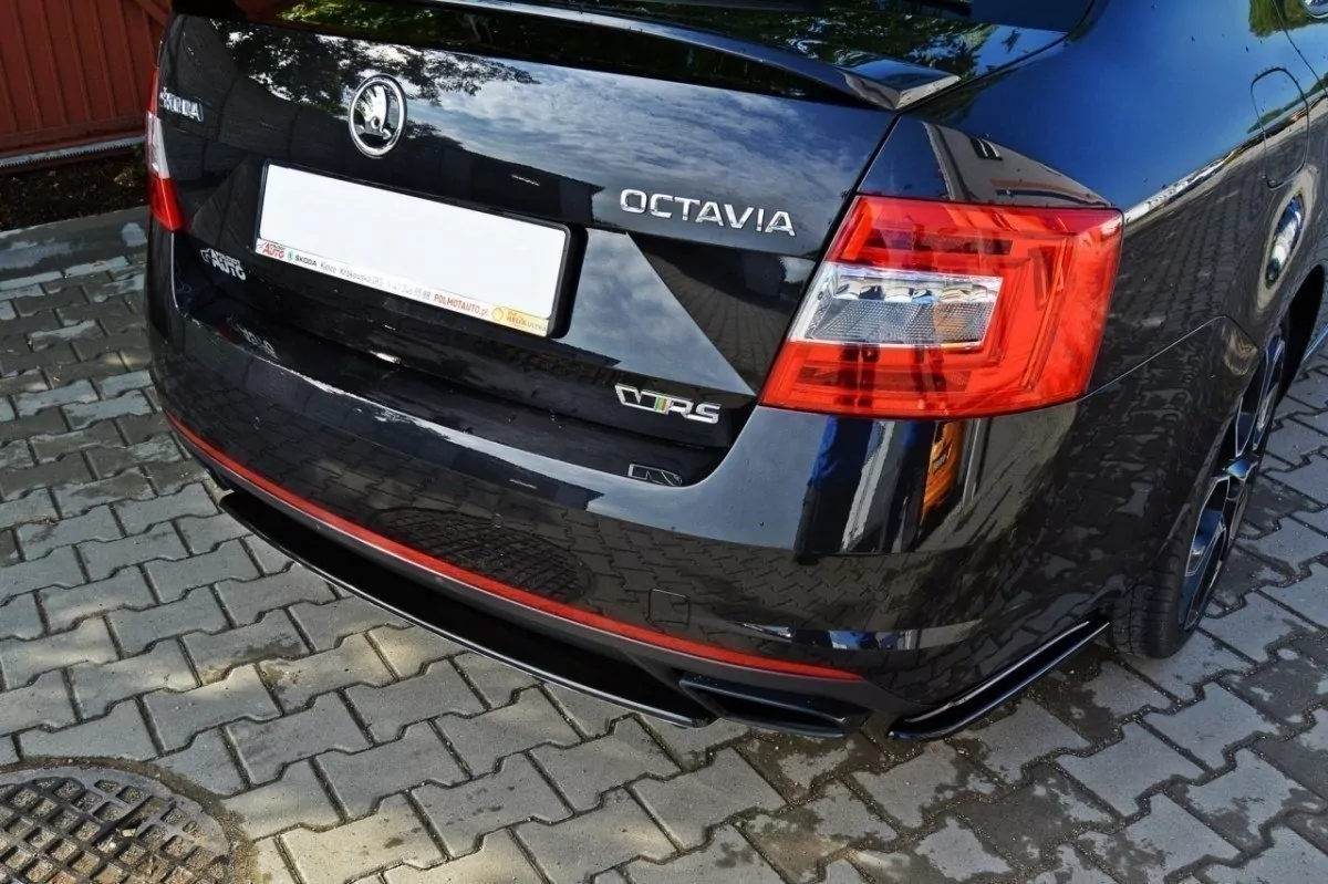 Heck Ansatz Flaps Diffusor Passend Für Diffusor Passend Für SKODA OCTAVIA III RS Vor FL/FL Schwarz Hochglanz Schwarz Hochglanz