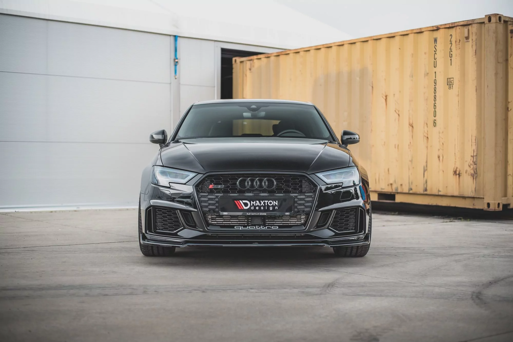 Front Ansatz V.3 Passend Für Audi RS3 8V FL Sportback Schwarz Hochglanz