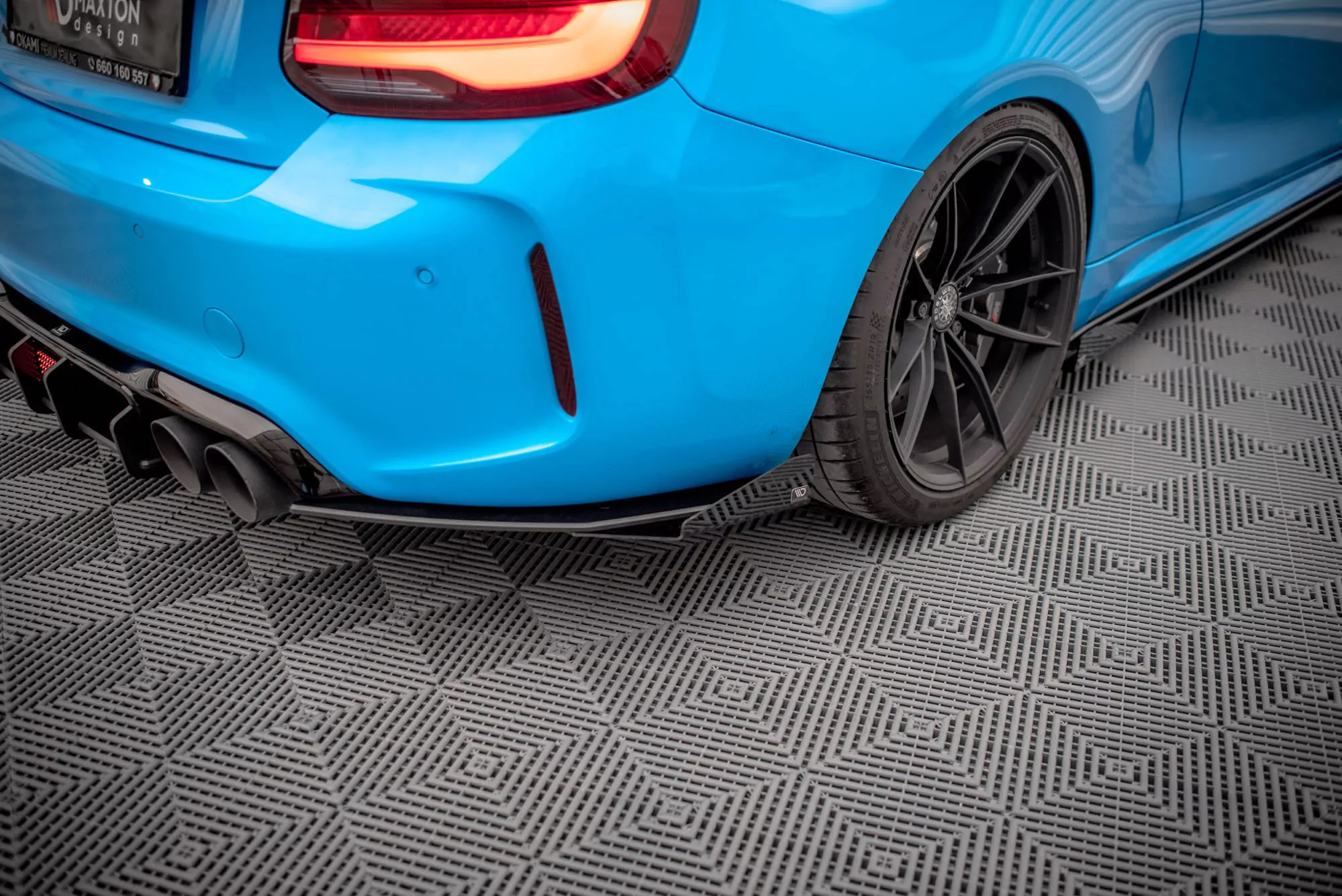 Street Pro Heck Ansatz Flaps Diffusor +Flaps Für BMW M2 F87 Schwarz Hochglanz